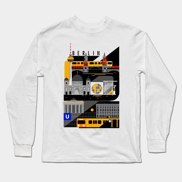 Berlin at Night Long Sleeve T-Shirt by Lab7115